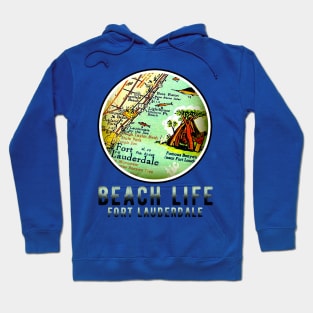 Fort Lauderdale Boca Raton Florida Beach Life Old Map Hoodie